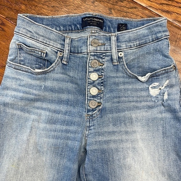 Lucky Brand High Rise Skinny Bridgette button up distressed jeans - Picture 3 of 12